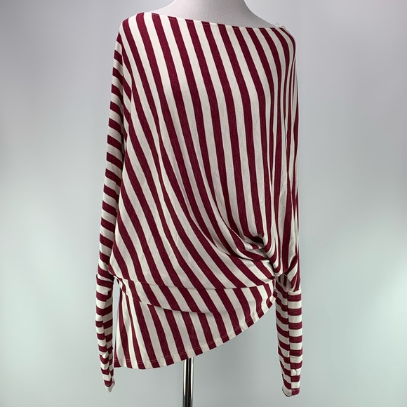 LS Striped Terry Knot Asymmetrical Tunic - Picture 2 of 3